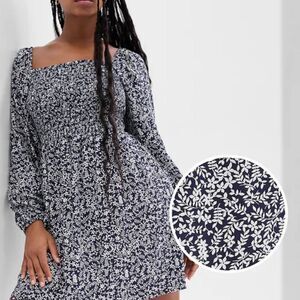 GAP Baby Doll Dress Square Neck Off The Shoulder Smocked Bodice Size Large